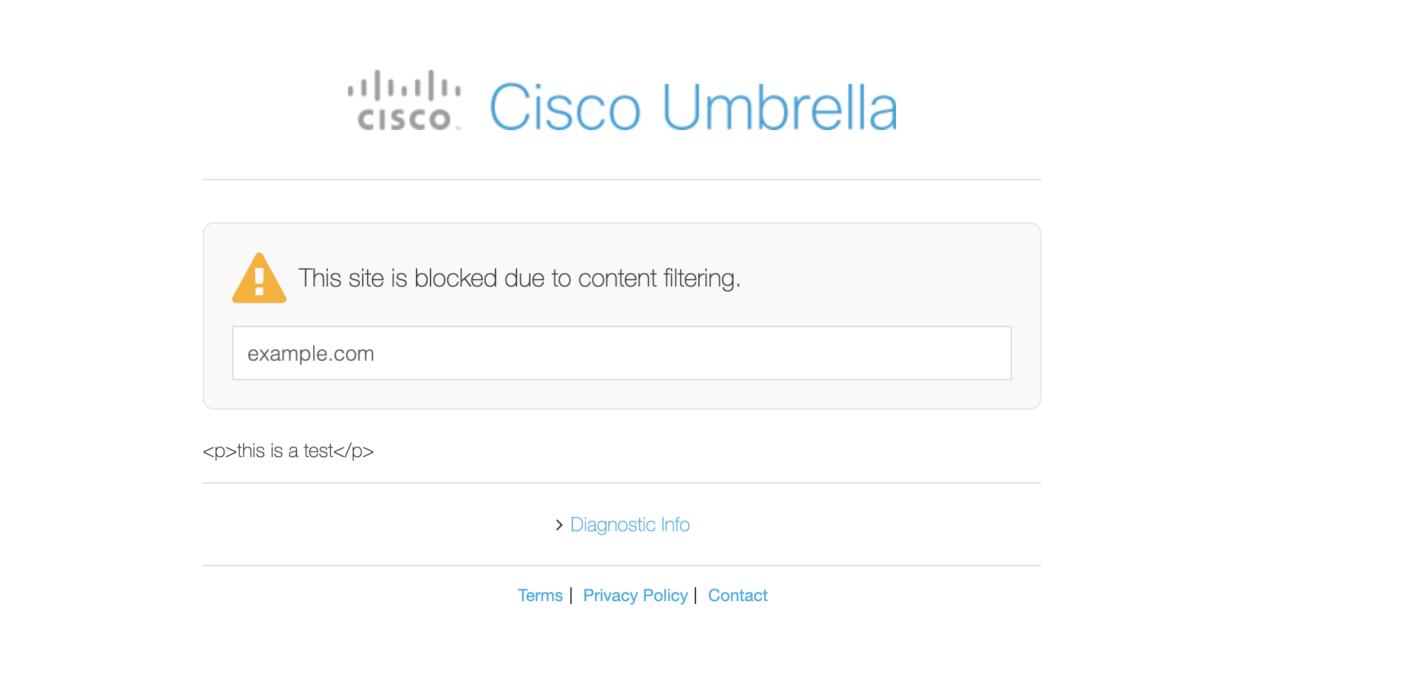 block umbrella formatting broken troubleshooting cisco